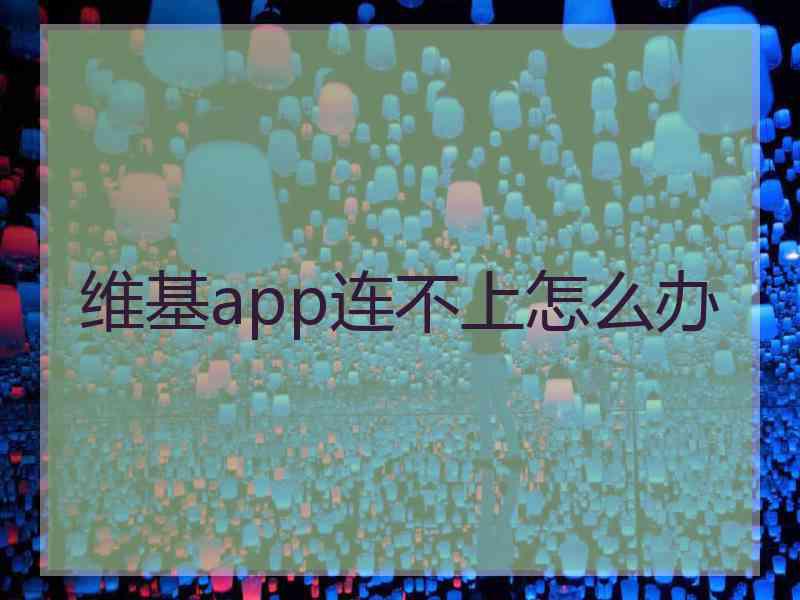 维基app连不上怎么办