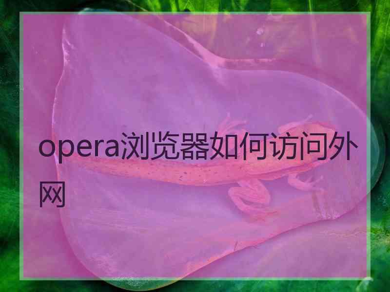 opera浏览器如何访问外网