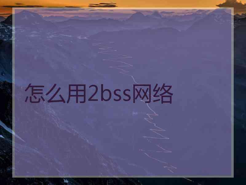 怎么用2bss网络